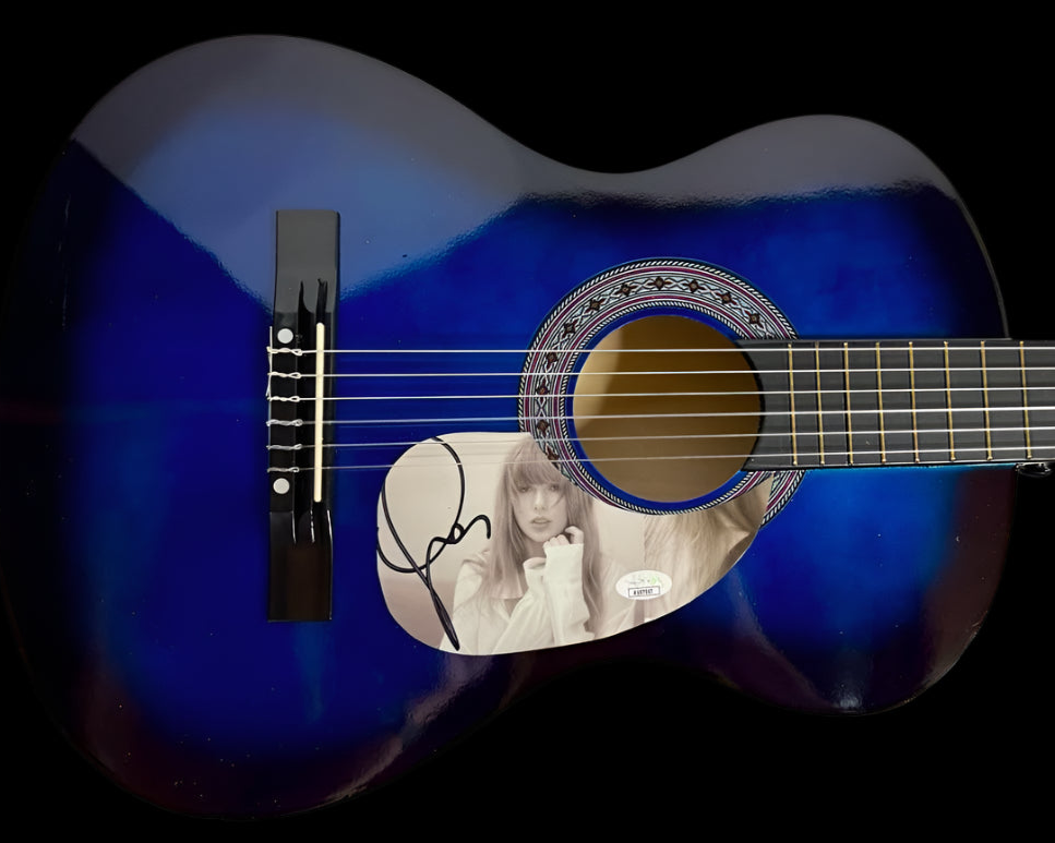 Taylor Swift Signed Blue/Black Guitar - JSA COA #02